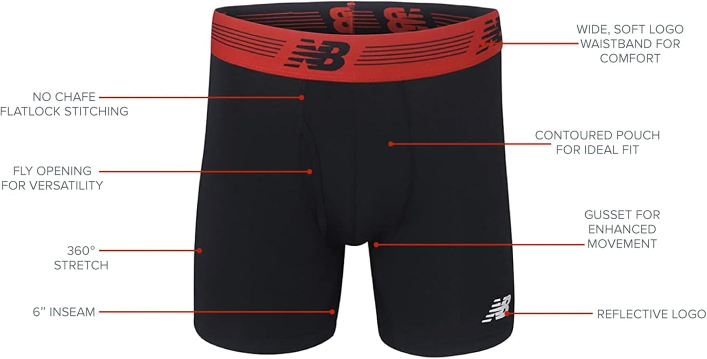 Men'S 6" Boxer Brief Fly Front with Pouch, 3-Pack