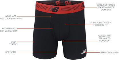 Men'S 6" Boxer Brief Fly Front with Pouch, 3-Pack